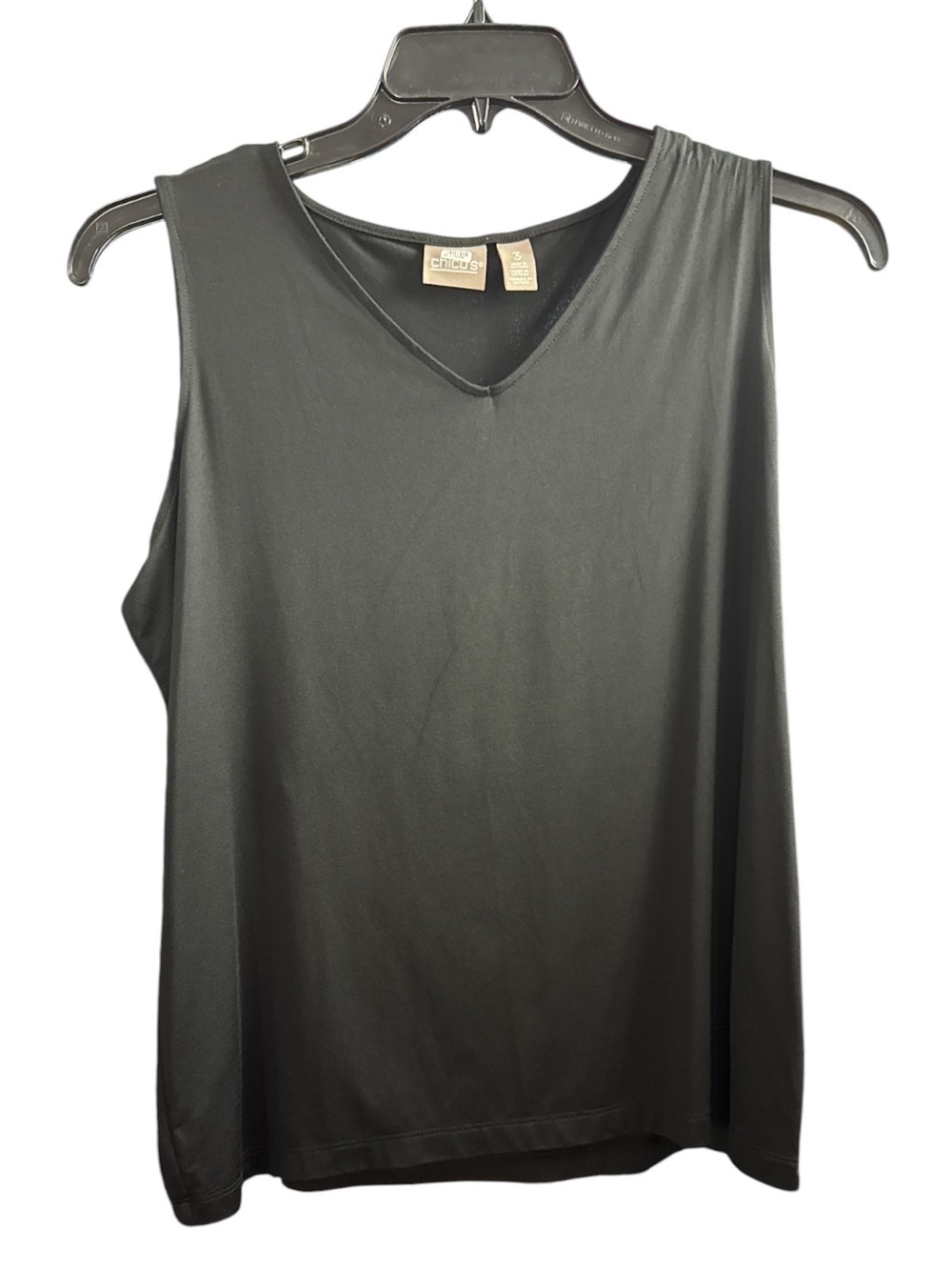 Chico's Black V-Neck Sleeveless Stretchy Tank Top Sz 3 / US XL NWOT